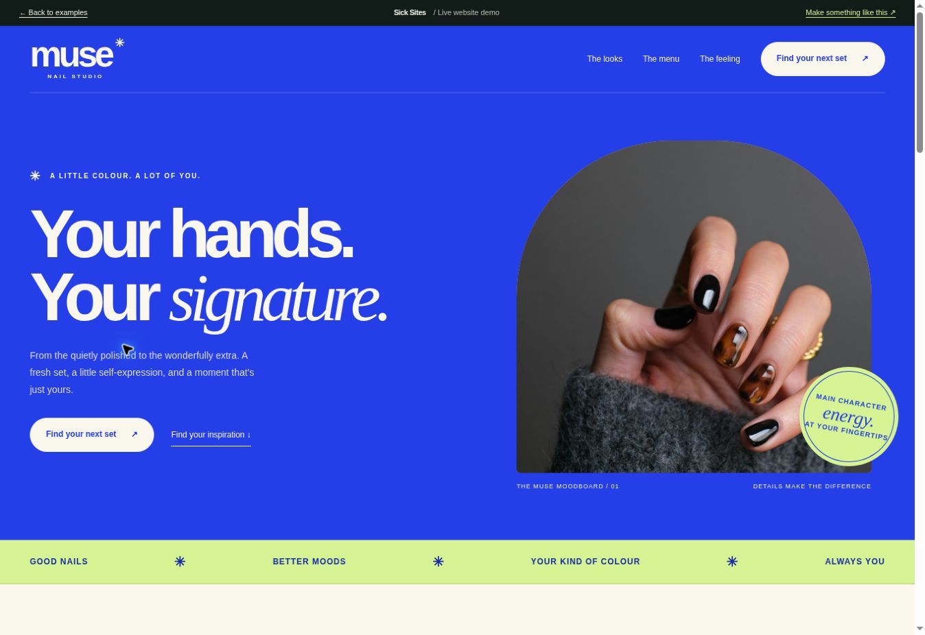Preview of the Muse Nails website